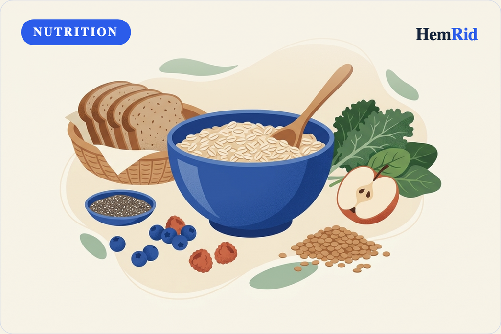 Best diet and nutrition for hemorrhoids — high-fiber foods illustration
