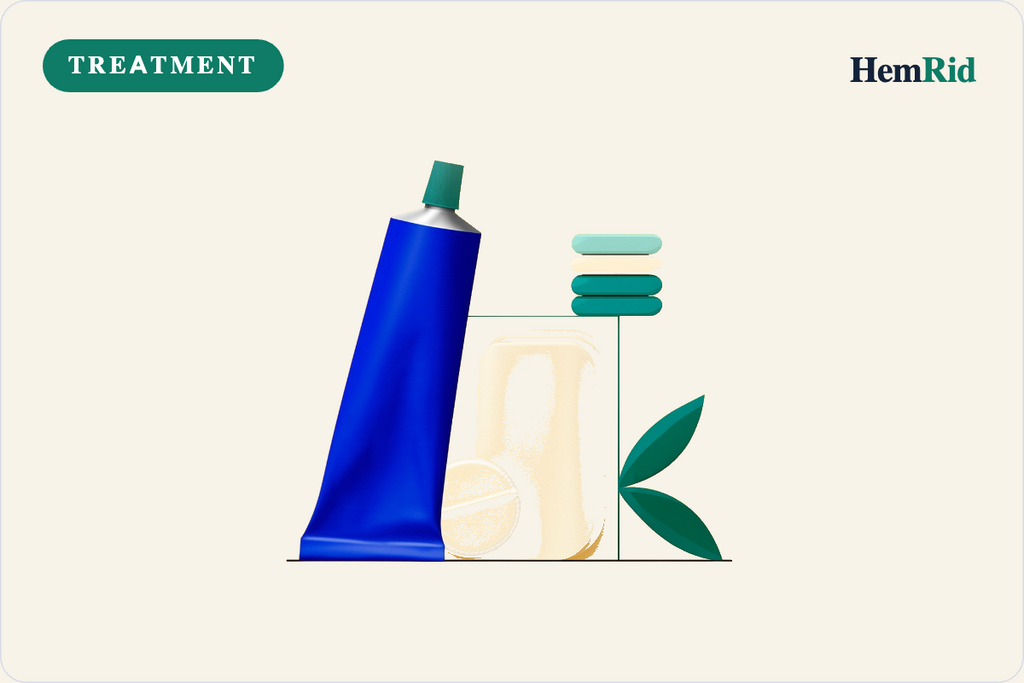 Hemorrhoid surgery and treatment options illustration