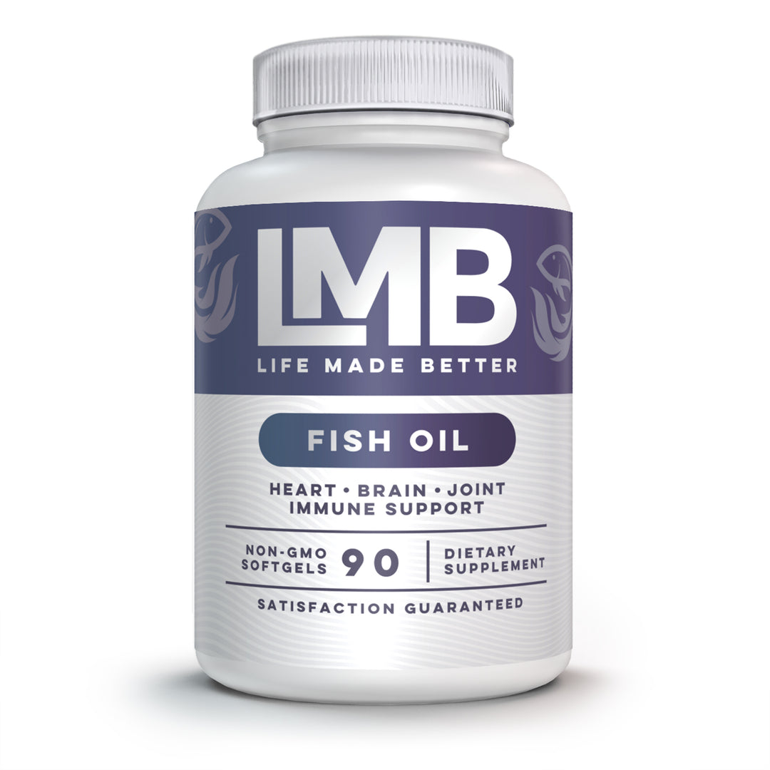 Omega 3 Fish Oil 3,000mg - Triple Strength Burp – Less DHA 900mg + EPA 1200mg Non-GMO – LMB (90 Soft Gels)