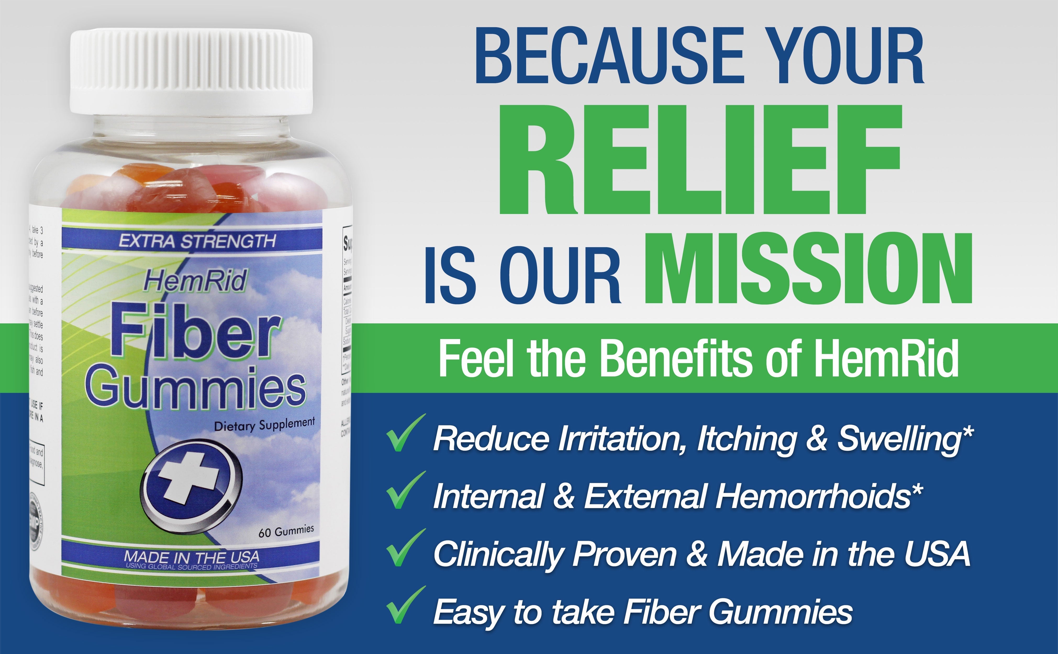 HemRid Fiber Gummies for Hemorrhoids - 5 Bottle Package